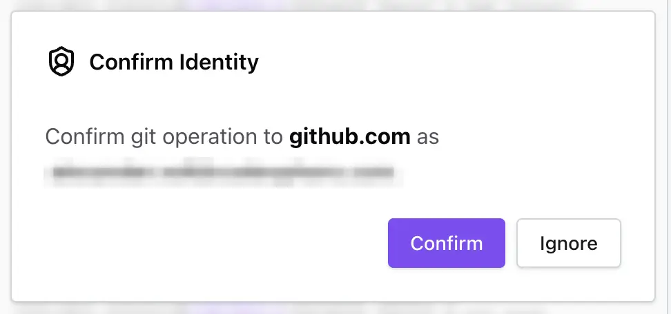 Identity confirmation dialog