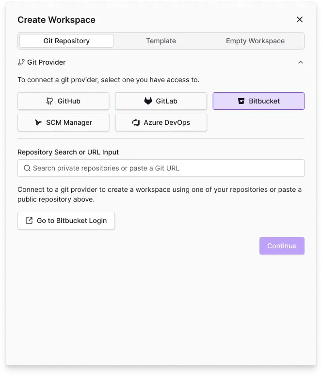 Create workspace modal