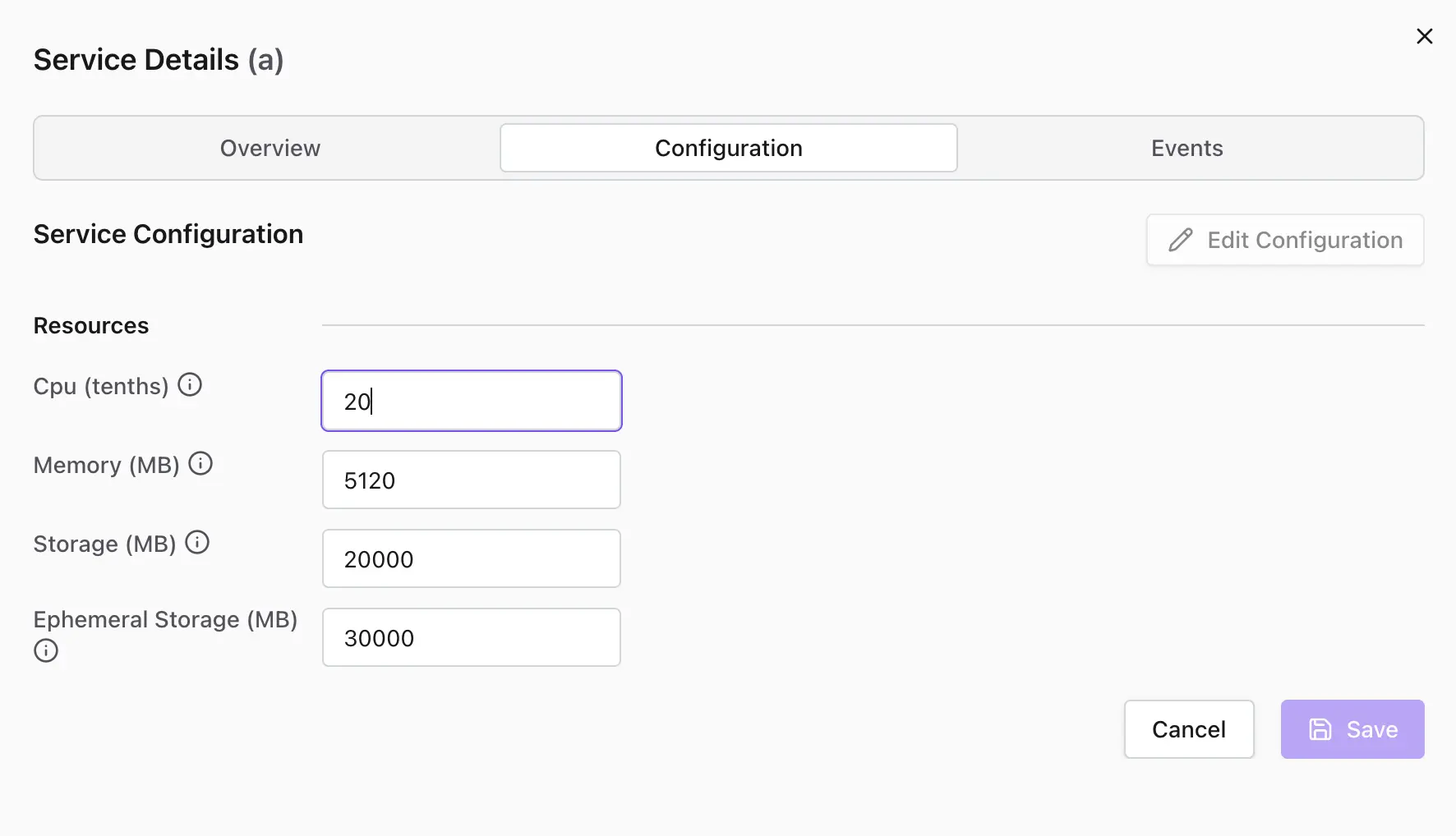 Virtual Clusters Configuration Edit
